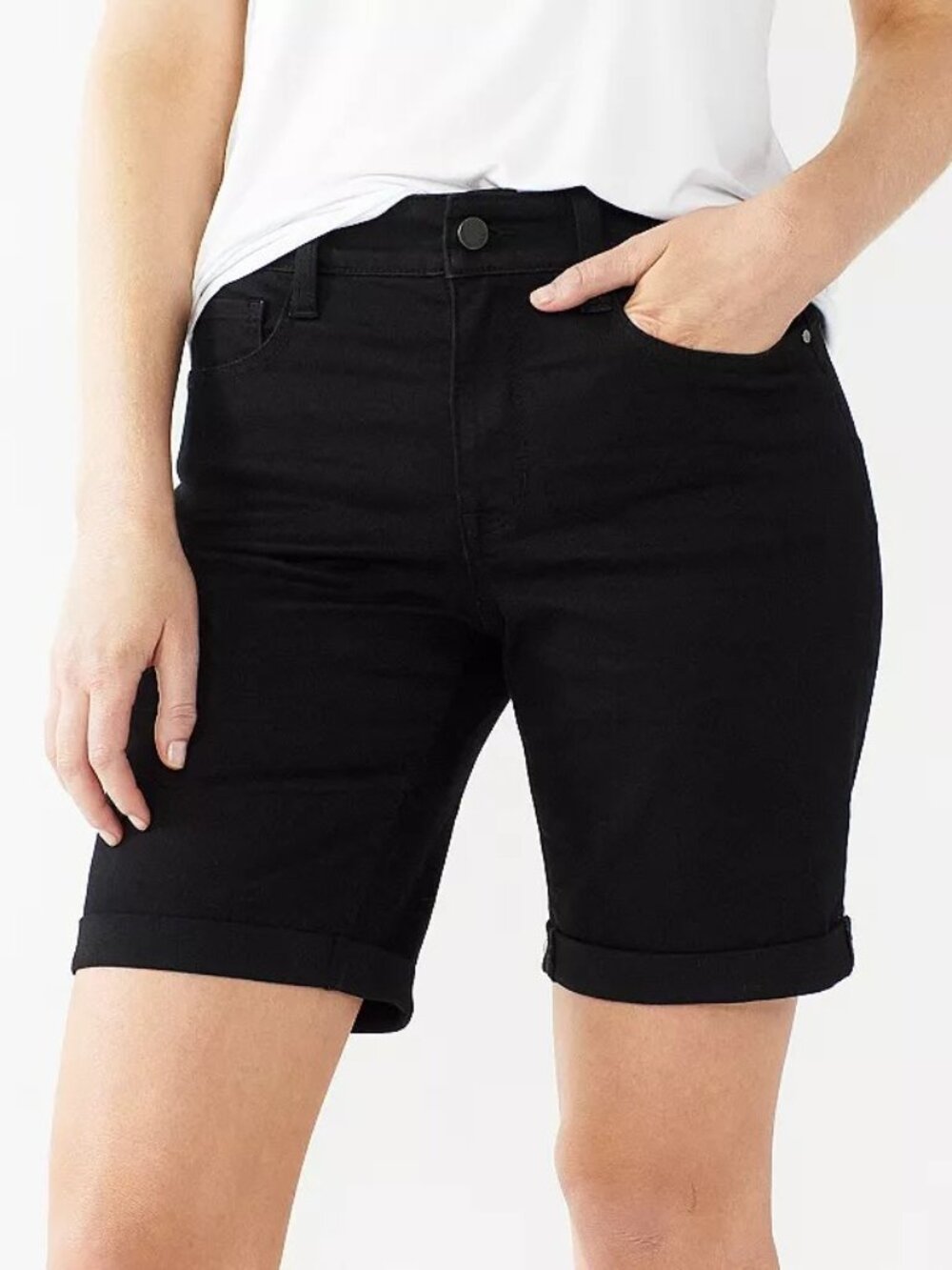 New Nine West Black Cuffed Bermuda black Shorts size 14 women’s - NWT